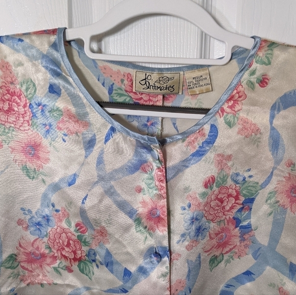 Vintage J.O.‎ Intimates Luxury Floral Satin Pajama Top Size Medium *FLAWED* - Picture 4 of 7